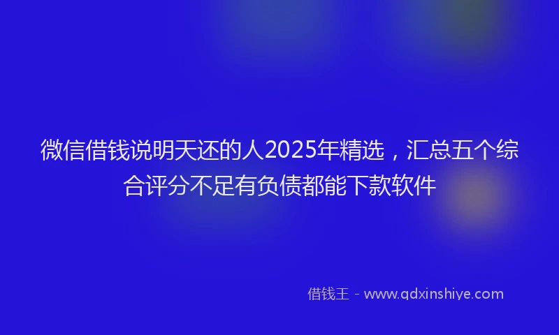 微信借钱说明天还的人2025年精选，汇总五个综合评分不足有负债都能下款软件