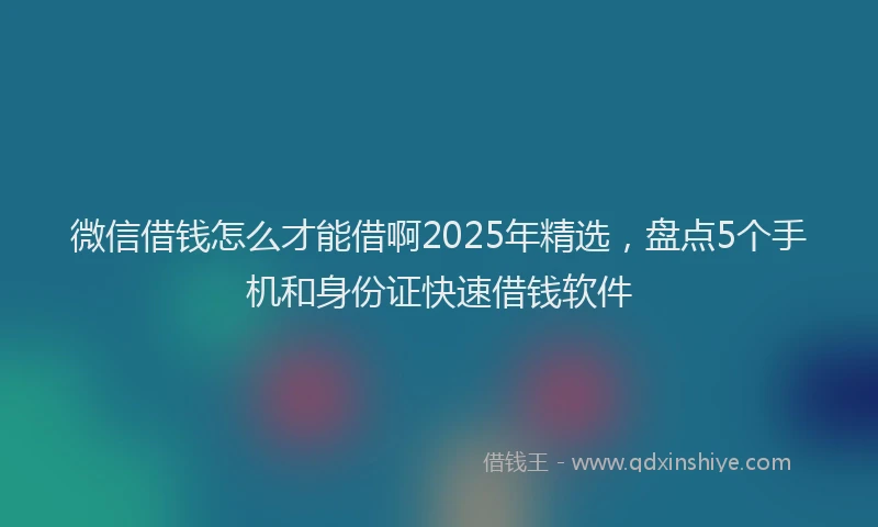 微信借钱怎么才能借啊2025年精选，盘点5个手机和身份证快速借钱软件