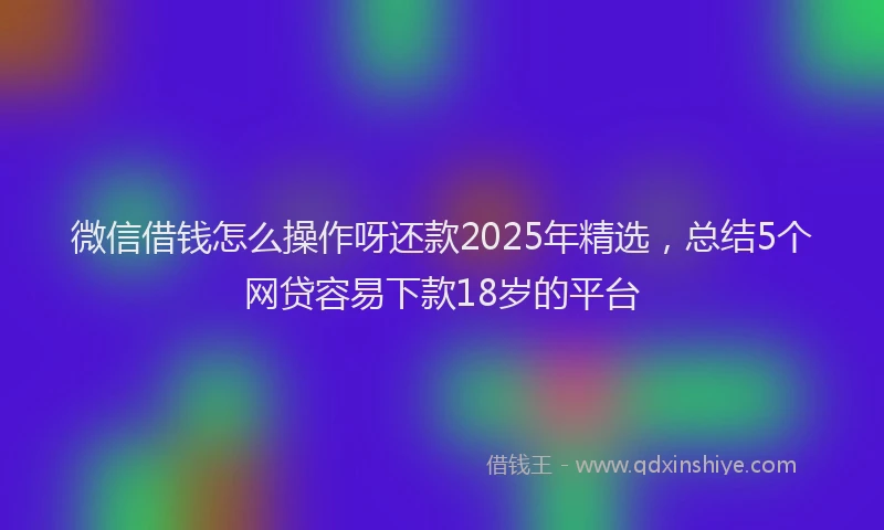 微信借钱怎么操作呀还款2025年精选，总结5个网贷容易下款18岁的平台