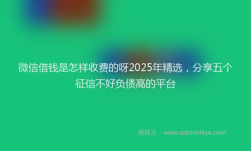微信借钱是怎样收费的呀2025年精选，分享五个征信不好负债高的平台