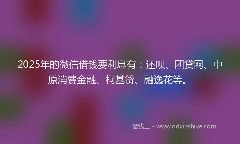 2025年的微信借钱要利息有：还呗、团贷网、中原消费金融、柯基贷、融逸花等。