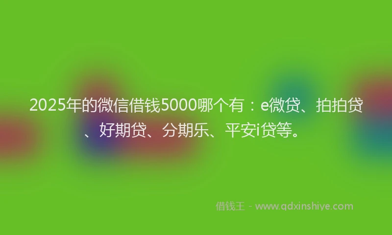 2025年的微信借钱5000哪个有：e微贷、拍拍贷、好期贷、分期乐、平安i贷等。
