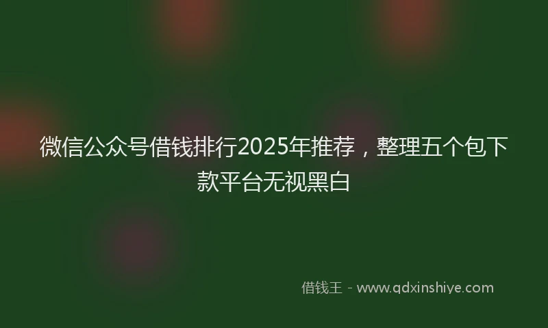 微信公众号借钱排行2025年推荐，整理五个包下款平台无视黑白