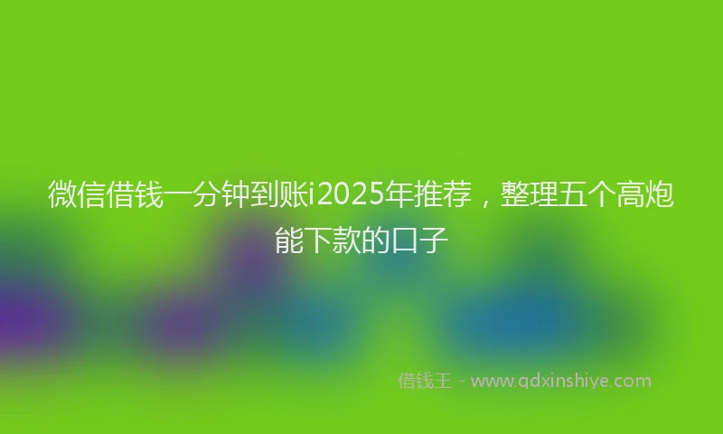微信借钱一分钟到账i2025年推荐，整理五个高炮能下款的口子