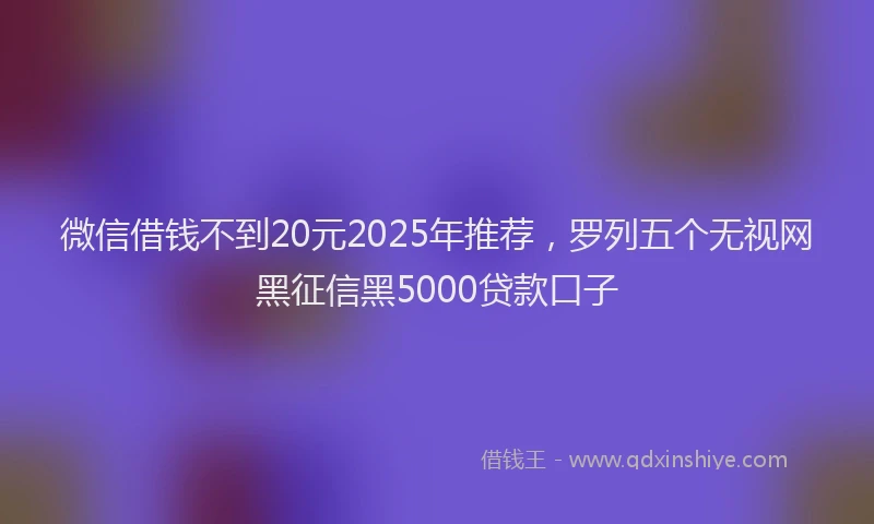 微信借钱不到20元2025年推荐，罗列五个无视网黑征信黑5000贷款口子