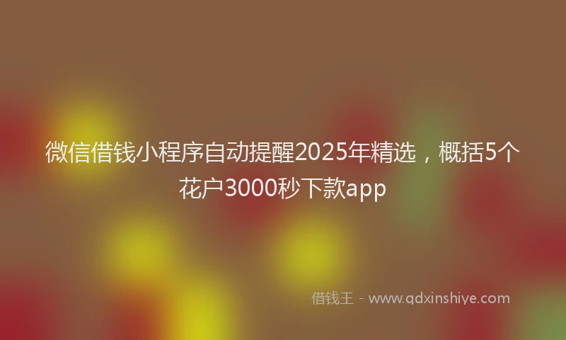 微信借钱小程序自动提醒2025年精选，概括5个花户3000秒下款app