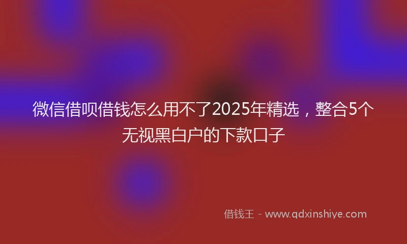 微信借呗借钱怎么用不了2025年精选，整合5个无视黑白户的下款口子