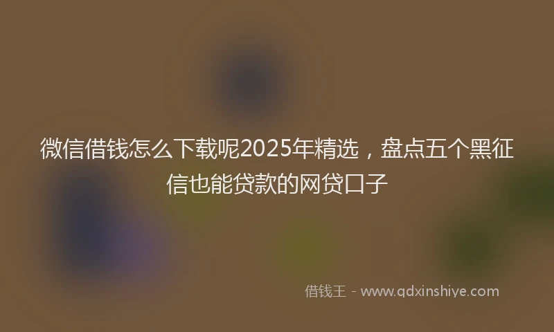 微信借钱怎么下载呢2025年精选，盘点五个黑征信也能贷款的网贷口子