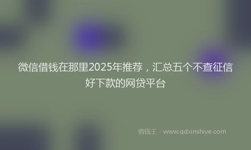 微信借钱在那里2025年推荐，汇总五个不查征信好下款的网贷平台