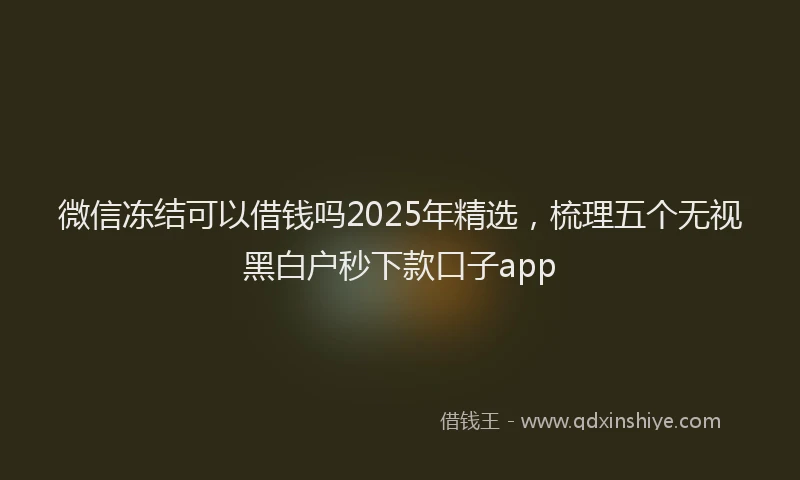 微信冻结可以借钱吗2025年精选，梳理五个无视黑白户秒下款口子app