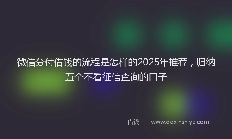 微信分付借钱的流程是怎样的2025年推荐，归纳五个不看征信查询的口子