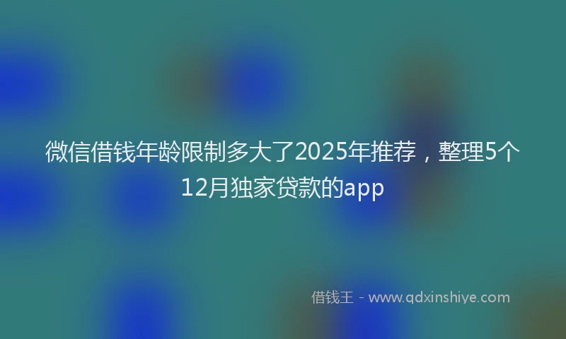 微信借钱年龄限制多大了2025年推荐，整理5个12月独家贷款的app