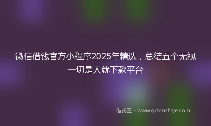 微信借钱官方小程序2025年精选，总结五个无视一切是人就下款平台