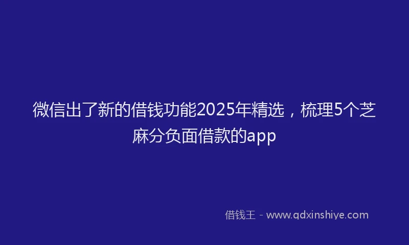微信出了新的借钱功能2025年精选，梳理5个芝麻分负面借款的app