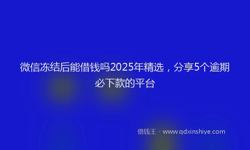 微信冻结后能借钱吗2025年精选，分享5个逾期必下款的平台