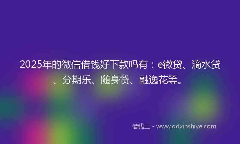 2025年的微信借钱好下款吗有：e微贷、滴水贷、分期乐、随身贷、融逸花等。