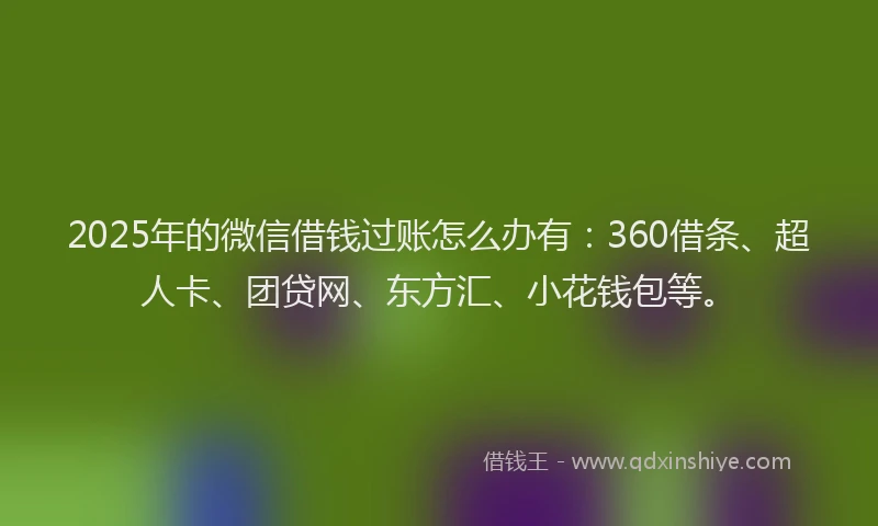 2025年的微信借钱过账怎么办有：360借条、超人卡、团贷网、东方汇、小花钱包等。