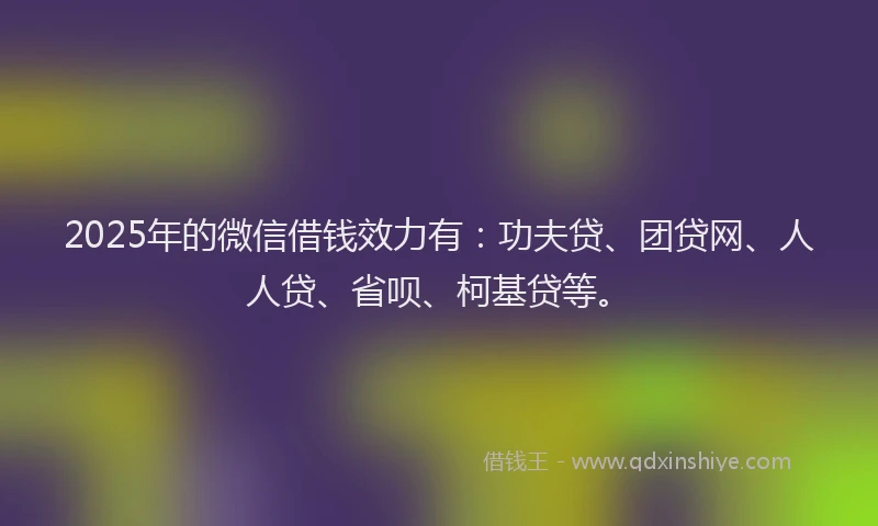 2025年的微信借钱效力有：功夫贷、团贷网、人人贷、省呗、柯基贷等。