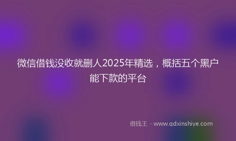 微信借钱没收就删人2025年精选，概括五个黑户能下款的平台