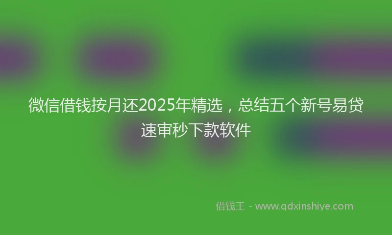 微信借钱按月还2025年精选，总结五个新号易贷速审秒下款软件