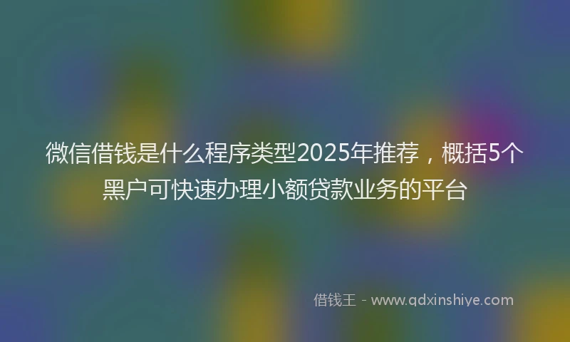 微信借钱是什么程序类型2025年推荐，概括5个黑户可快速办理小额贷款业务的平台