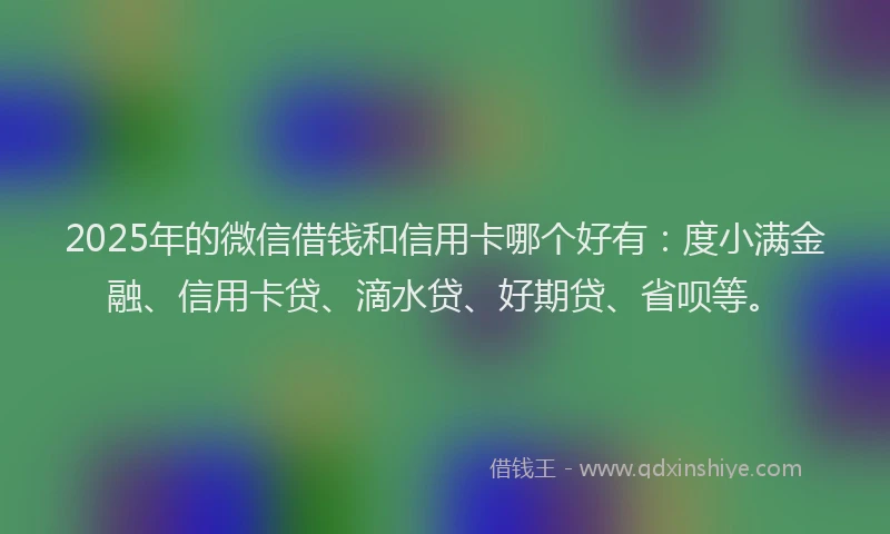 2025年的微信借钱和信用卡哪个好有：度小满金融、信用卡贷、滴水贷、好期贷、省呗等。