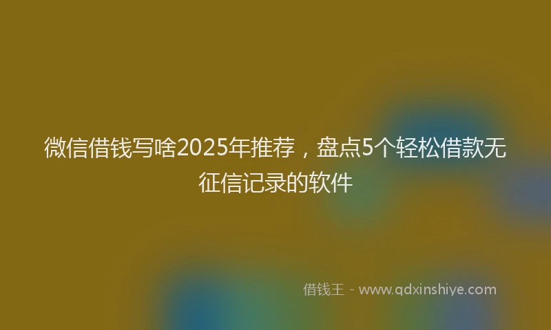 微信借钱写啥2025年推荐，盘点5个轻松借款无征信记录的软件