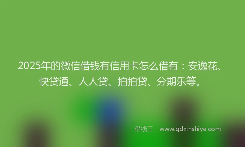2025年的微信借钱有信用卡怎么借有：安逸花、快贷通、人人贷、拍拍贷、分期乐等。