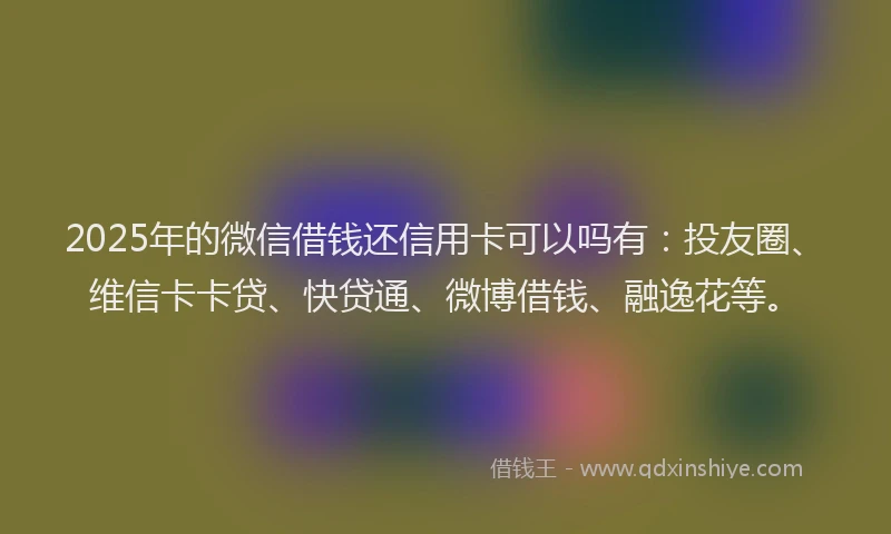 2025年的微信借钱还信用卡可以吗有：投友圈、维信卡卡贷、快贷通、微博借钱、融逸花等。