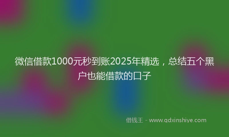 微信借款1000元秒到账2025年精选，总结五个黑户也能借款的口子