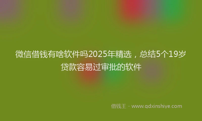 微信借钱有啥软件吗2025年精选，总结5个19岁贷款容易过审批的软件
