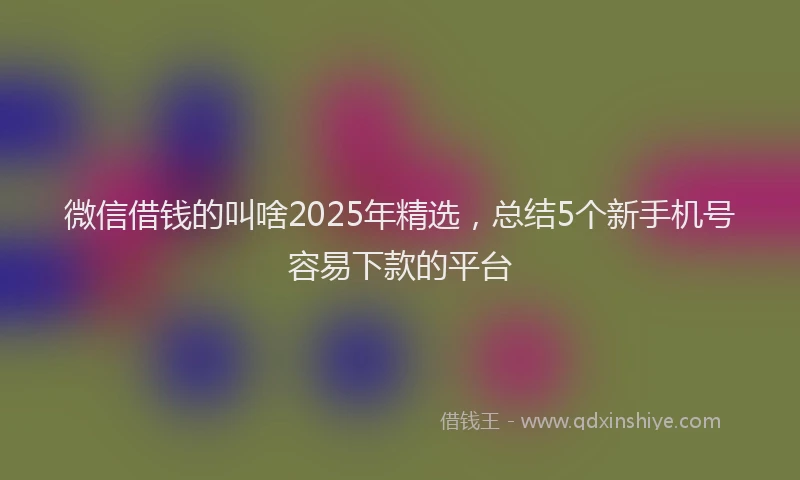 微信借钱的叫啥2025年精选，总结5个新手机号容易下款的平台