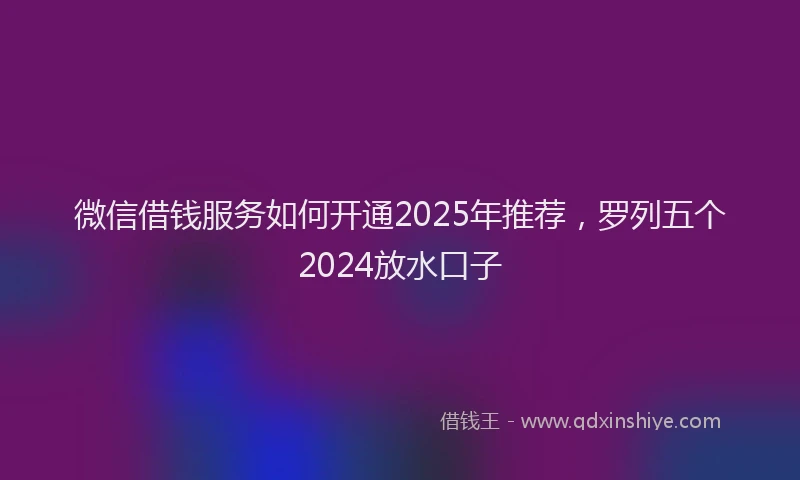 微信借钱服务如何开通2025年推荐，罗列五个2024放水口子