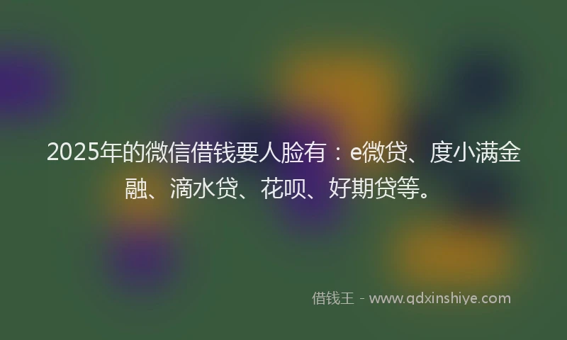 2025年的微信借钱要人脸有：e微贷、度小满金融、滴水贷、花呗、好期贷等。