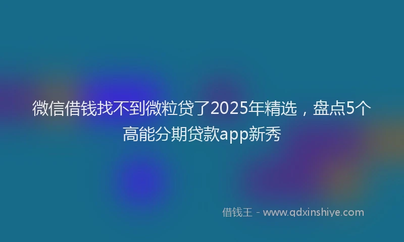 微信借钱找不到微粒贷了2025年精选，盘点5个高能分期贷款app新秀