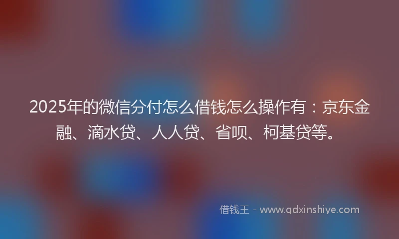 2025年的微信分付怎么借钱怎么操作有：京东金融、滴水贷、人人贷、省呗、柯基贷等。
