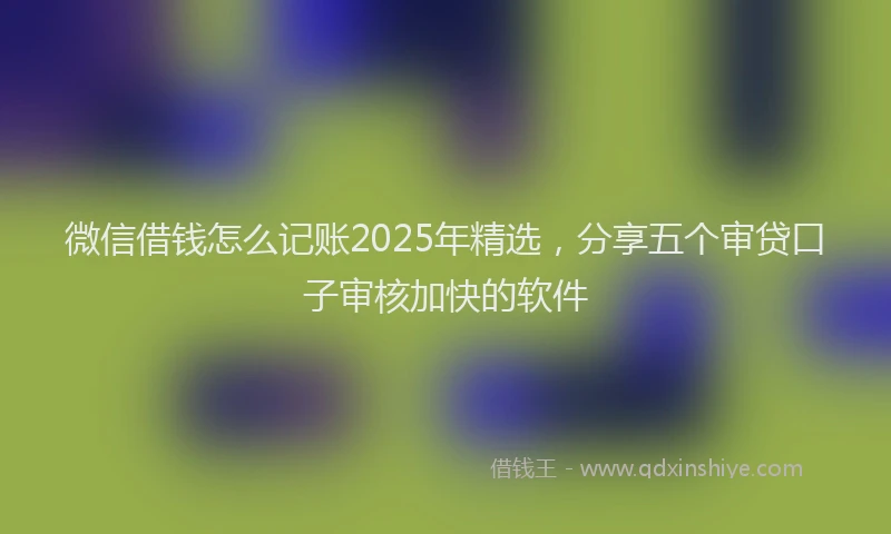 微信借钱怎么记账2025年精选，分享五个审贷口子审核加快的软件