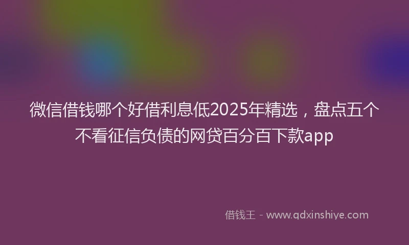 微信借钱哪个好借利息低2025年精选，盘点五个不看征信负债的网贷百分百下款app