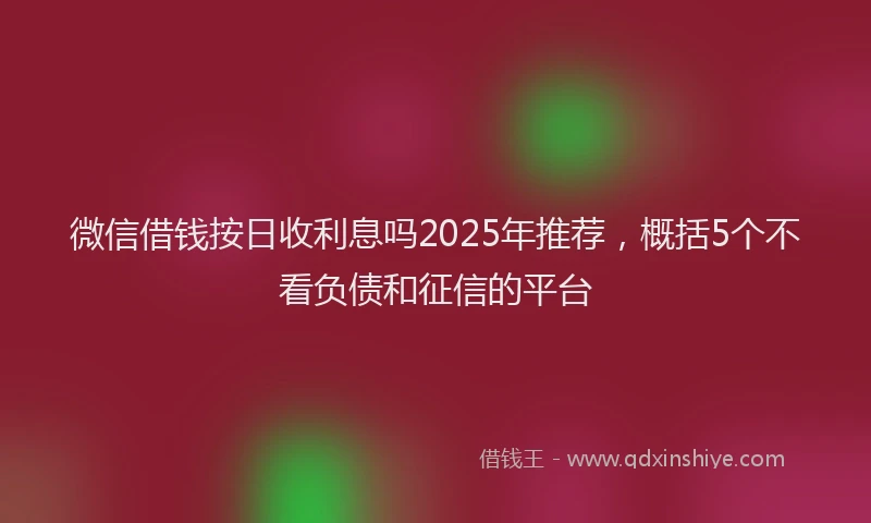 微信借钱按日收利息吗2025年推荐，概括5个不看负债和征信的平台