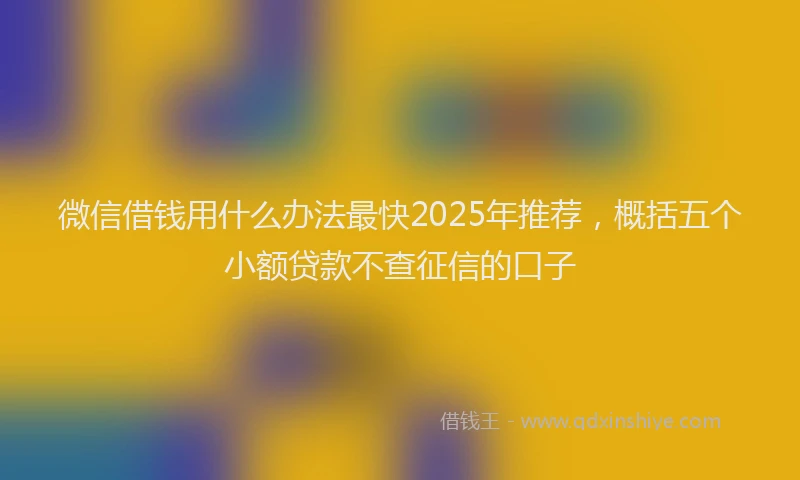 微信借钱用什么办法最快2025年推荐，概括五个小额贷款不查征信的口子