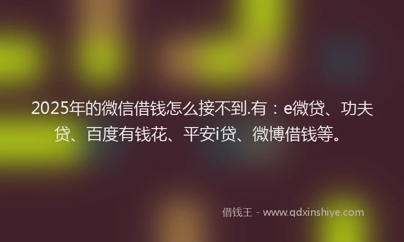 2025年的微信借钱怎么接不到.有：e微贷、功夫贷、百度有钱花、平安i贷、微博借钱等。