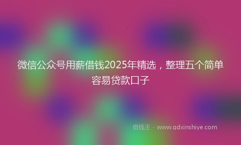 微信公众号用薪借钱2025年精选，整理五个简单容易贷款口子