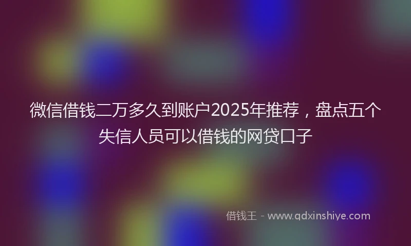 微信借钱二万多久到账户2025年推荐，盘点五个失信人员可以借钱的网贷口子
