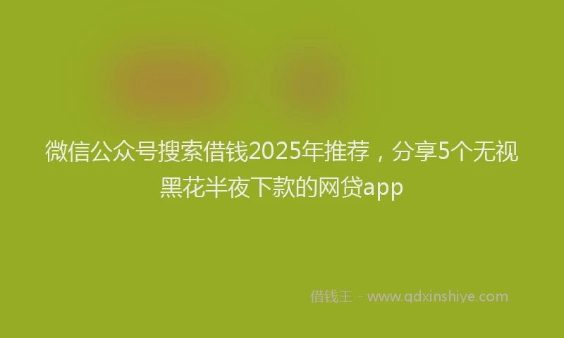 微信公众号搜索借钱2025年推荐，分享5个无视黑花半夜下款的网贷app