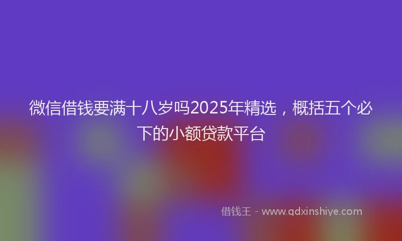 微信借钱要满十八岁吗2025年精选，概括五个必下的小额贷款平台