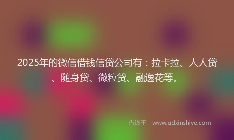 2025年的微信借钱信贷公司有：拉卡拉、人人贷、随身贷、微粒贷、融逸花等。