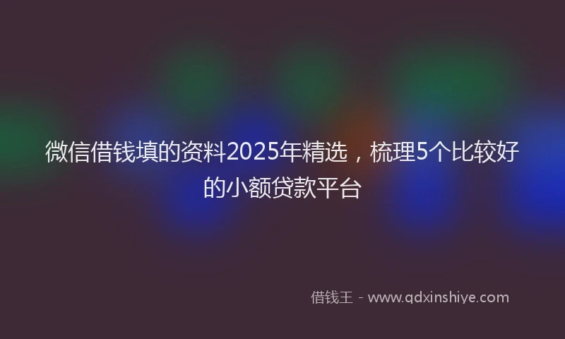 微信借钱填的资料2025年精选，梳理5个比较好的小额贷款平台
