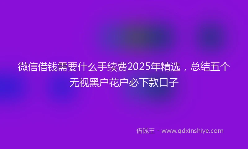 微信借钱需要什么手续费2025年精选，总结五个无视黑户花户必下款口子