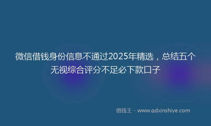 微信借钱身份信息不通过2025年精选，总结五个无视综合评分不足必下款口子