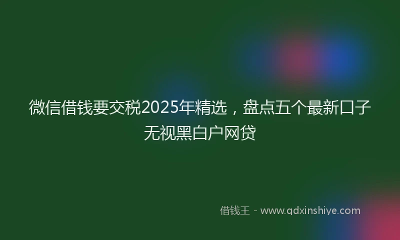 微信借钱要交税2025年精选，盘点五个最新口子无视黑白户网贷